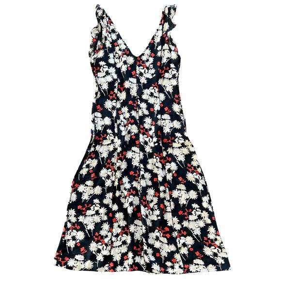Diane Von Furstenberg Dresses & Skirts - Vintage Diane von Furstenberg Silk Floral Midi Dress Black Red V Neck Size 10